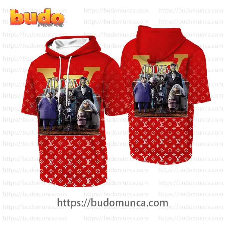 Louis vuitton and the addams family v2 hooded short sleeve t-shirt gift uninque for kid man women